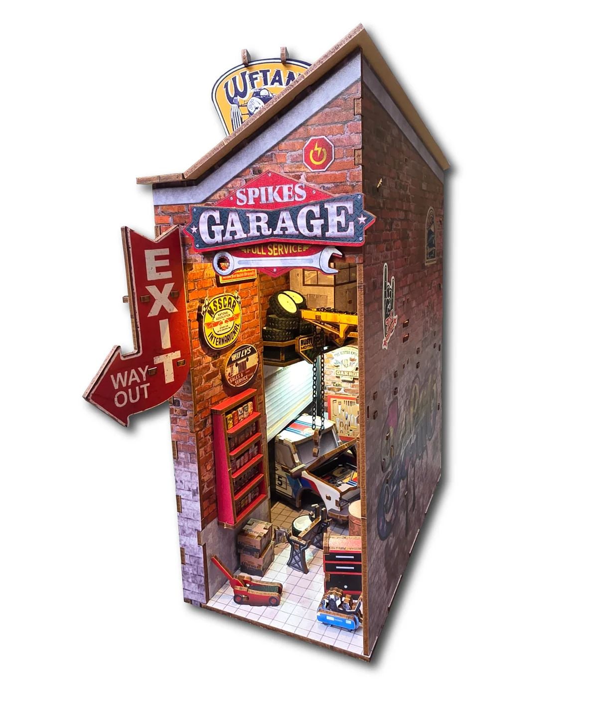 DESCRIPCION CONVIERTE TU ESTANTERIA EN UNA ESCENA VIBRANTE CON SPIKE'S GARAGE, UN DETALLADO BOOKNOOK - 1