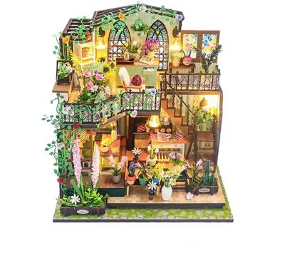KIT ARMABLE DIY “DARCY FLOWER HOUSE” – FLORERIA MINIATURA CON LUCES LED M2322 - 1