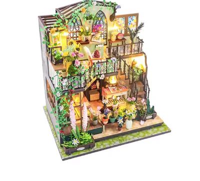 KIT ARMABLE DIY “DARCY FLOWER HOUSE” – FLORERIA MINIATURA CON LUCES LED M2322 - 2