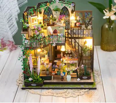 KIT ARMABLE DIY “DARCY FLOWER HOUSE” – FLORERIA MINIATURA CON LUCES LED M2322 - 4
