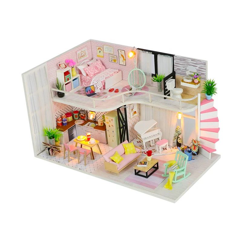 CASA MINIATURA DIY “PINK MELODY” – HABITACION ROMANTICA CON PIANO Y LUCES LED M035 - 4