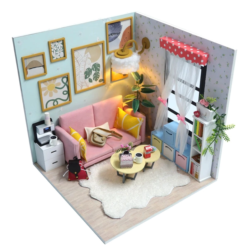 DOLLHOUSE CASA DE MUÑECAS DE MADERA EN MINIATURA DIY MINI HOUSE -115-1 - 1