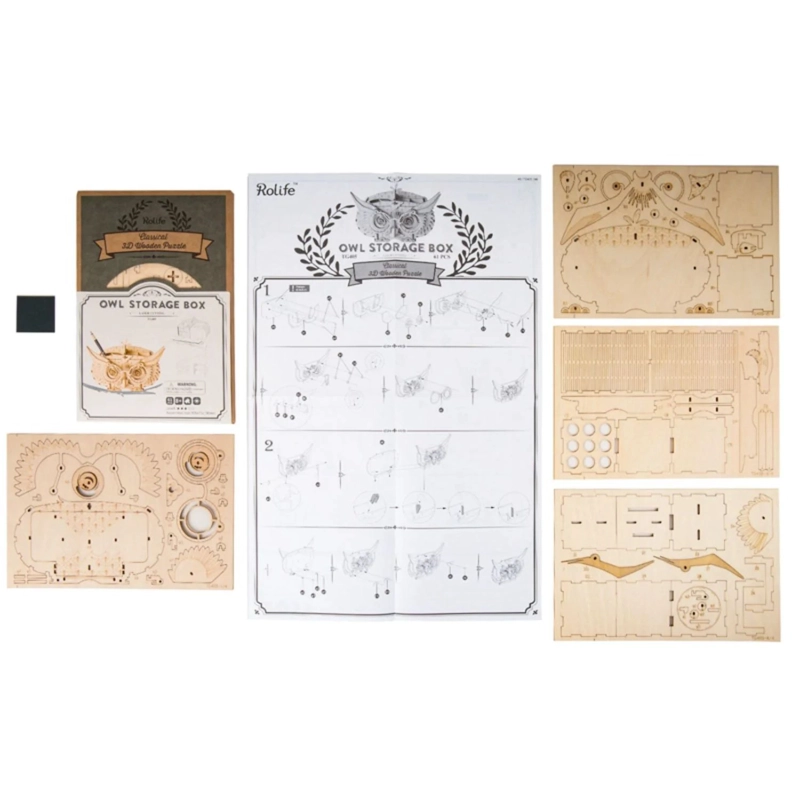OWL STORAGE BOX - ROMPECABEZAS 3D - MAQUETA DE MADERA ROLIFE - 5