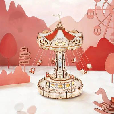 SWING RIDE - CARRUSEL ARMABLE - ROMPECABEZAS 3D DE MADERA - ROKR - 1