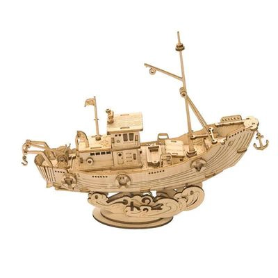 BARCO DE PESCA - ROMPECABEZAS 3D - MAQUETA DE MADERA ROLIFE - 1