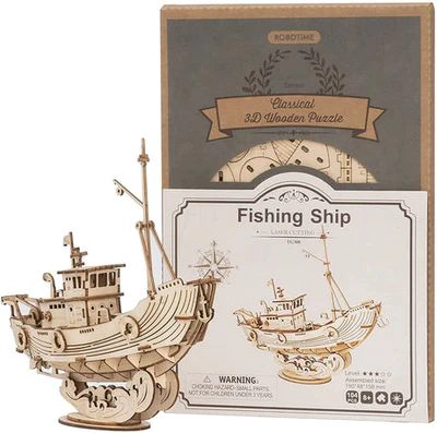 BARCO DE PESCA - ROMPECABEZAS 3D - MAQUETA DE MADERA ROLIFE - 2