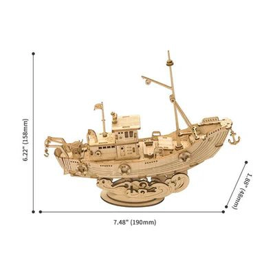 BARCO DE PESCA - ROMPECABEZAS 3D - MAQUETA DE MADERA ROLIFE - 4