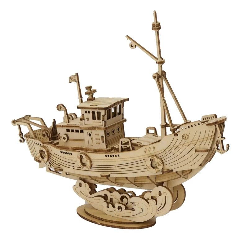 BARCO DE PESCA - ROMPECABEZAS 3D - MAQUETA DE MADERA ROLIFE - 5