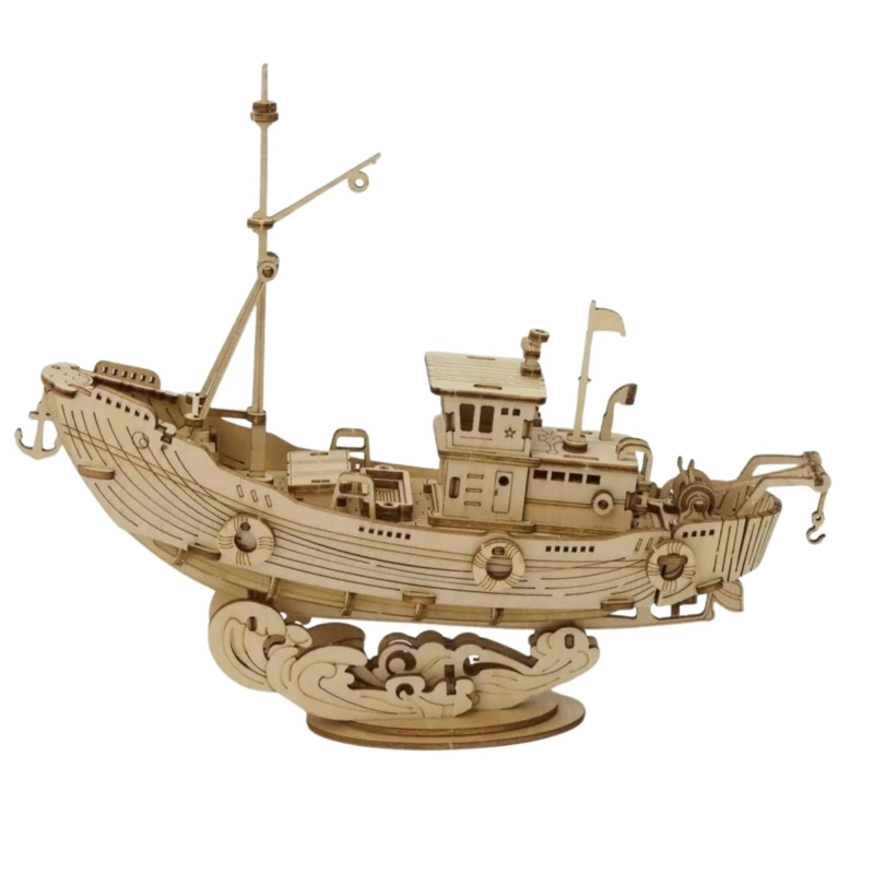 BARCO DE PESCA - ROMPECABEZAS 3D - MAQUETA DE MADERA ROLIFE - 6