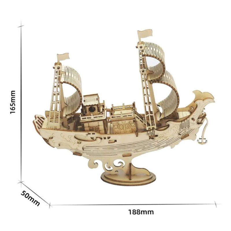 SAILING SHIP - BARCO DE NAVEGACION - ROMPECABEZAS 3D - MAQUETA DE MADERA ROLIFE - 3