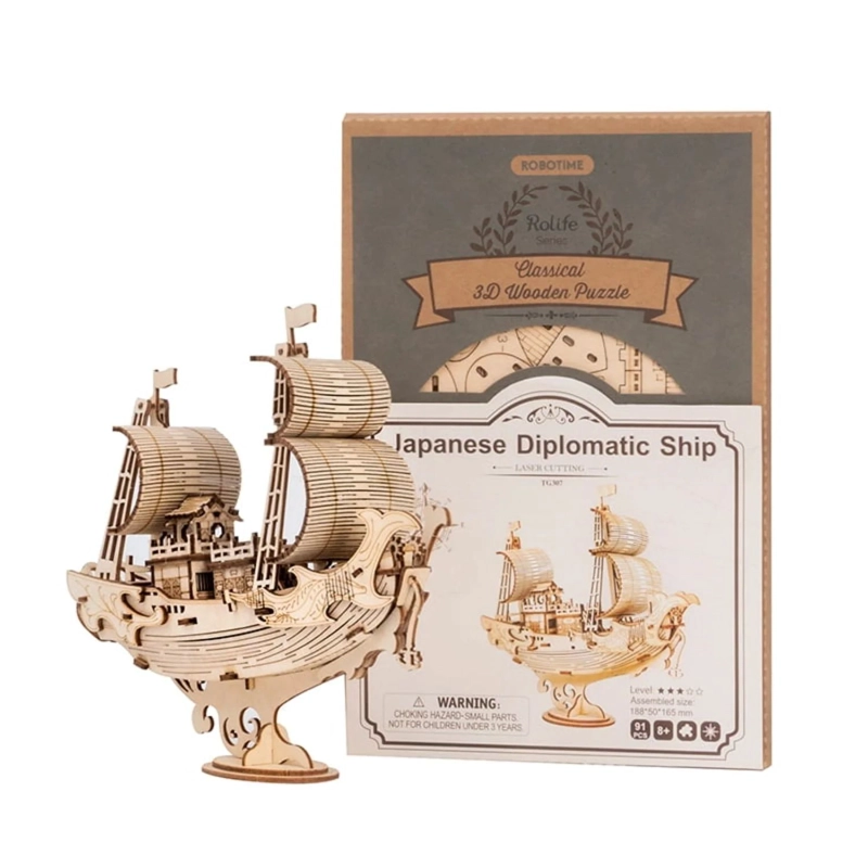 SAILING SHIP - BARCO DE NAVEGACION - ROMPECABEZAS 3D - MAQUETA DE MADERA ROLIFE - 6