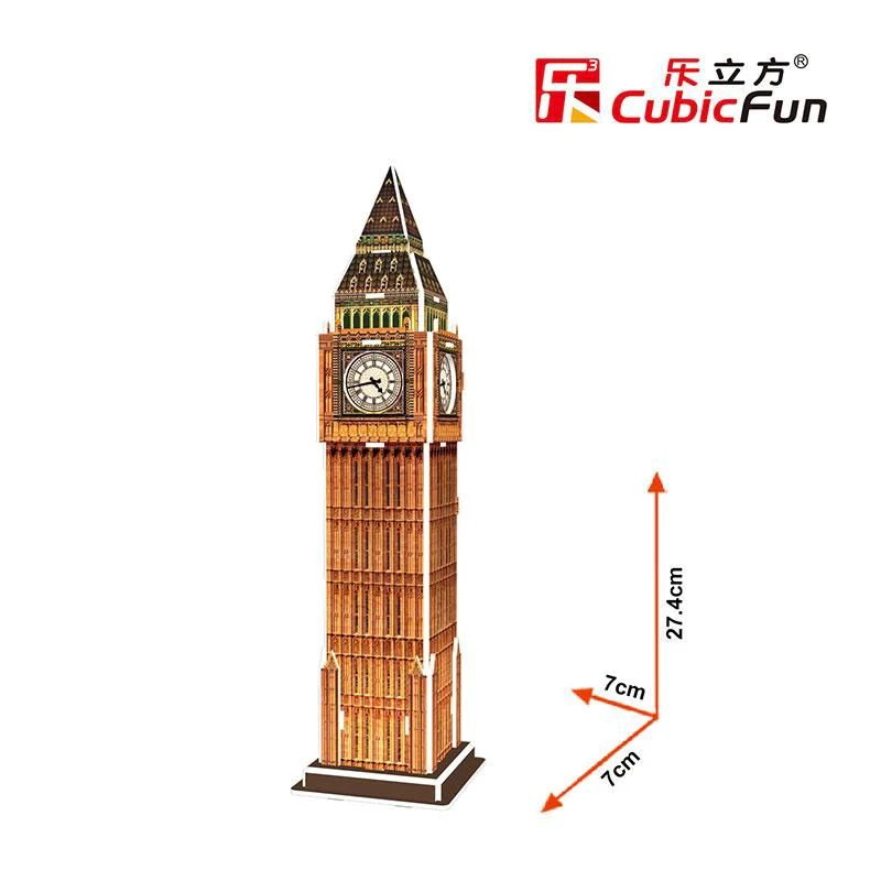 BIG BEN CON LUZ LED ROMPECABEZAS 3D DE MADERA STEM CUBICFUN - 1