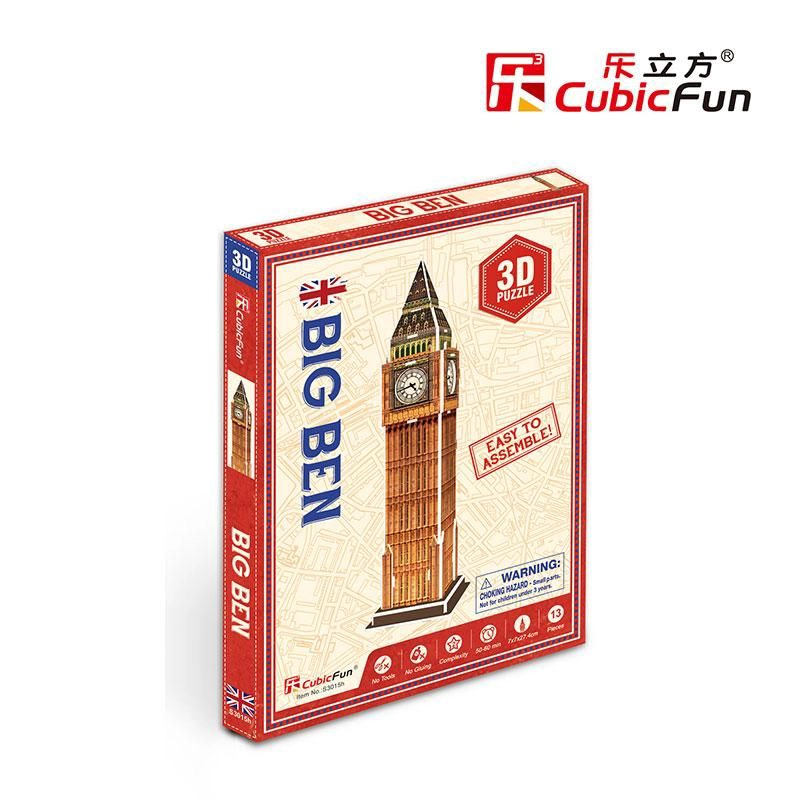 BIG BEN CON LUZ LED ROMPECABEZAS 3D DE MADERA STEM CUBICFUN - 2