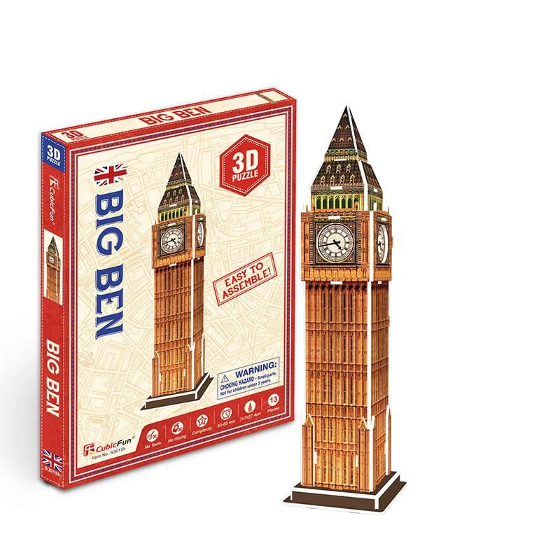 BIG BEN CON LUZ LED ROMPECABEZAS 3D DE MADERA STEM CUBICFUN - 3