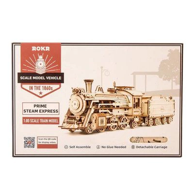 PRIME STEAM TREN EXPRESS - ROMPECABEZAS 3D - MAQUETA DE MADERA ROLIFE - 3