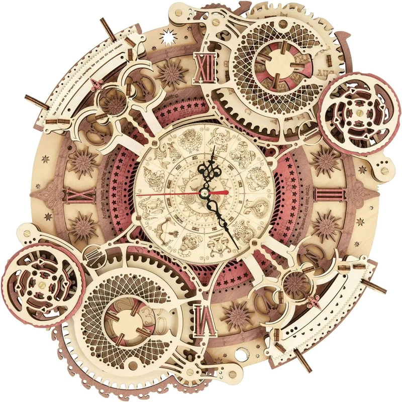 RELOJ MURAL ZODIACAL DE MADERA ROMPECABEZAS - 8