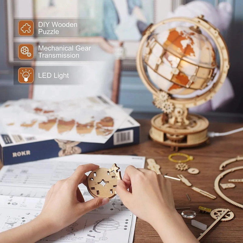 GLOBO TERRAQUEO LUMINOSO ARMABLE PUZZLE 3D - 3