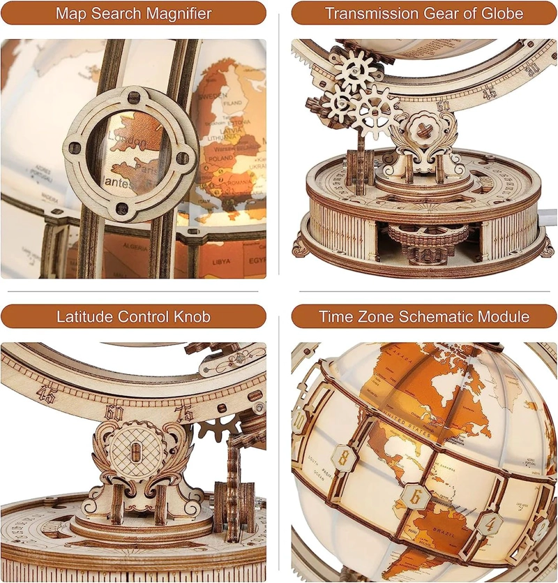 GLOBO TERRAQUEO LUMINOSO ARMABLE PUZZLE 3D - 4