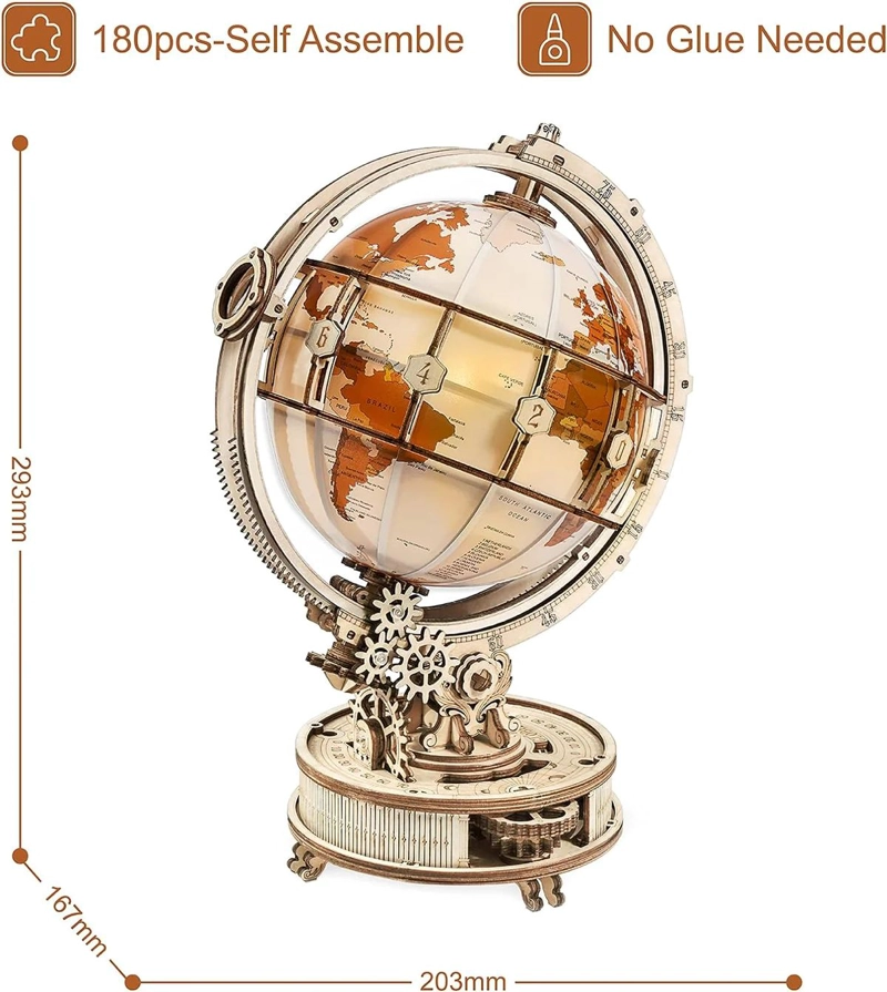 GLOBO TERRAQUEO LUMINOSO ARMABLE PUZZLE 3D - 6