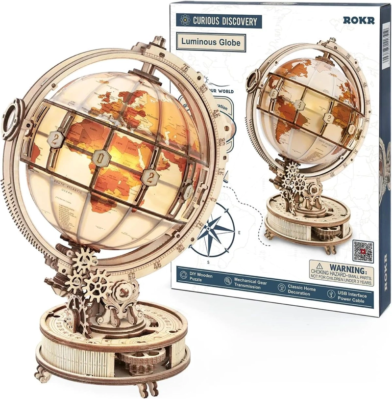 GLOBO TERRAQUEO LUMINOSO ARMABLE PUZZLE 3D - 8