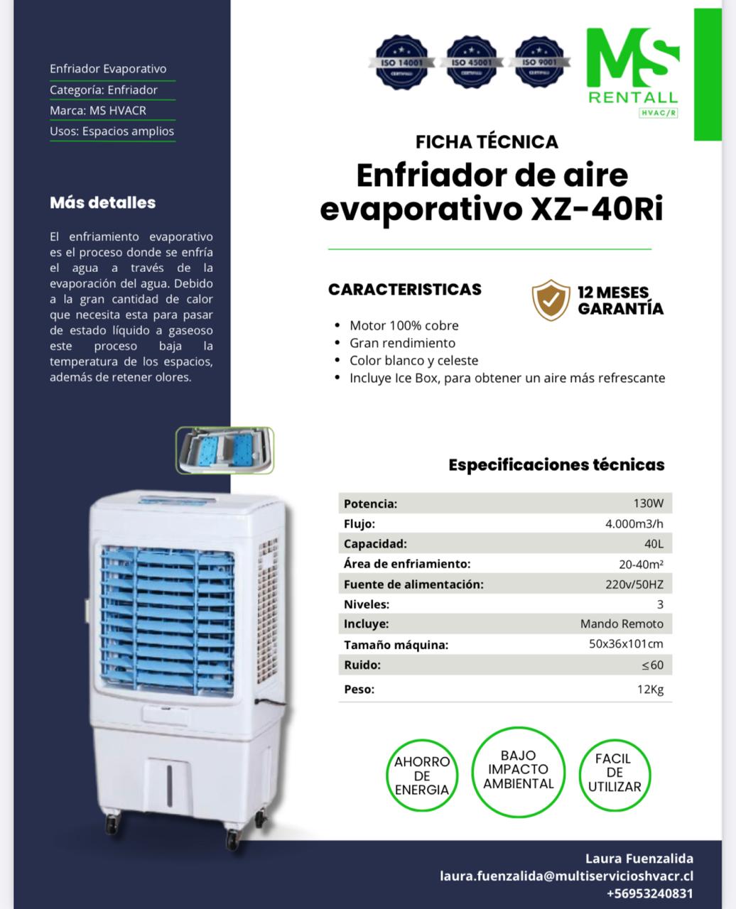 ENFRIADOR DE AIRE XZ-40RI 4.000 M3/H 40M2 - 4