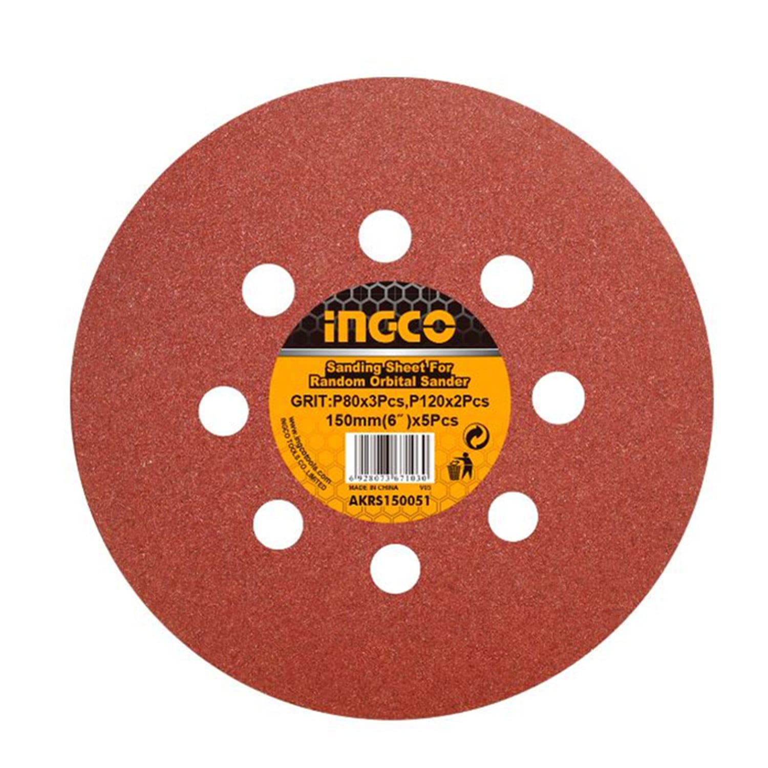DISCO LIJA INGCO 5 P/ PULIR 150MM VELCRO GRANO VARIADO AKRS150051 - 1