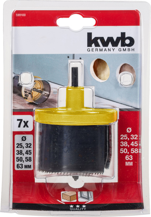JUEGO HOJA BROCA SIERRA COPA 7 PIEZAS MADERA PLASTICO YESO KWB 599100 - 2