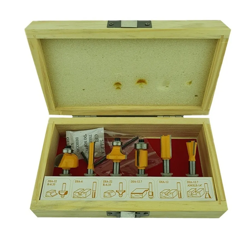 FRESA TOOLMAK SET MADERA 6 PIEZAS 1/4 TUPI ROUTER DORA TMK19278 - 1