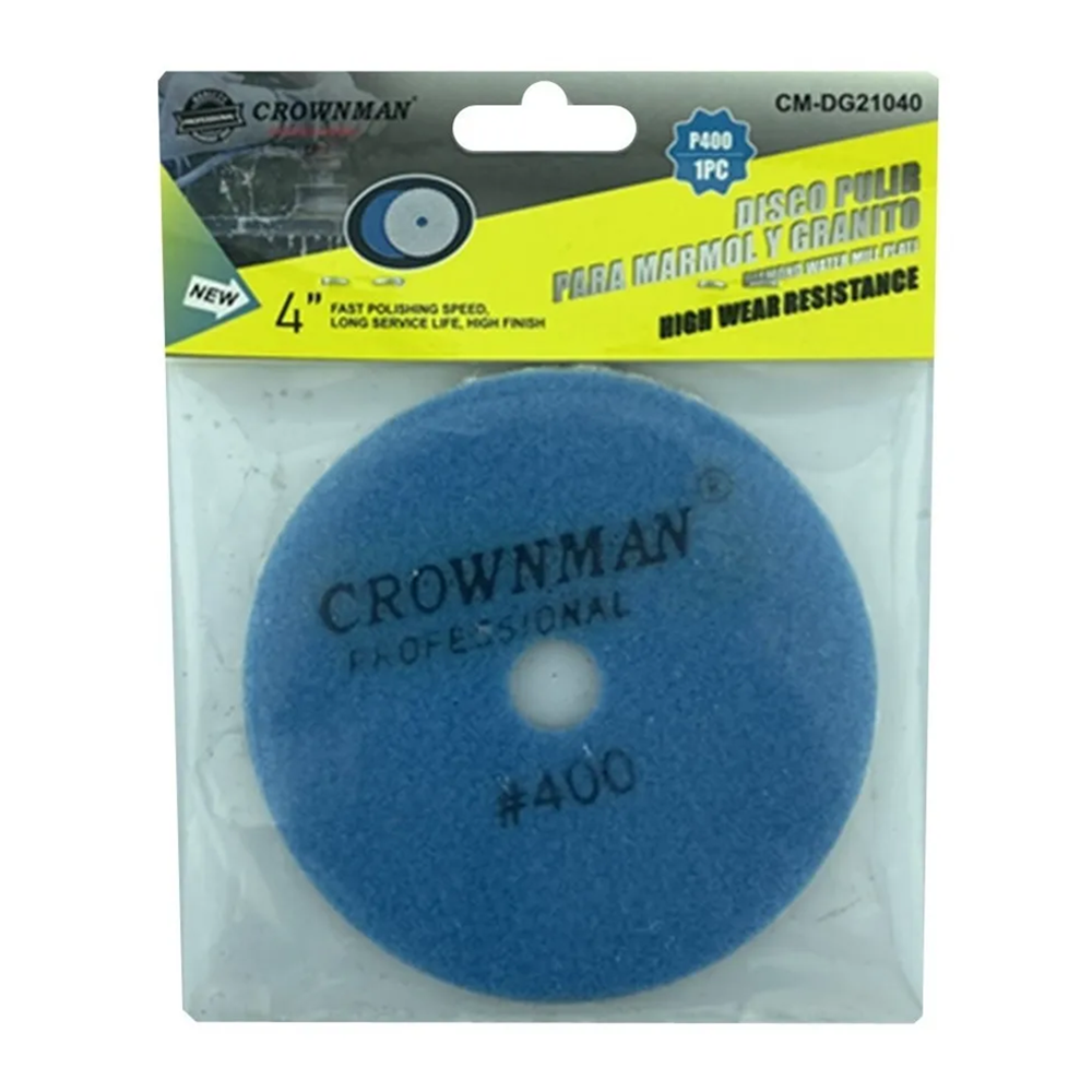 DISCO LIJA PARA PULIR MARMOL GRANITO 4 PULGADAS G: 400 CROWNMAN - 2