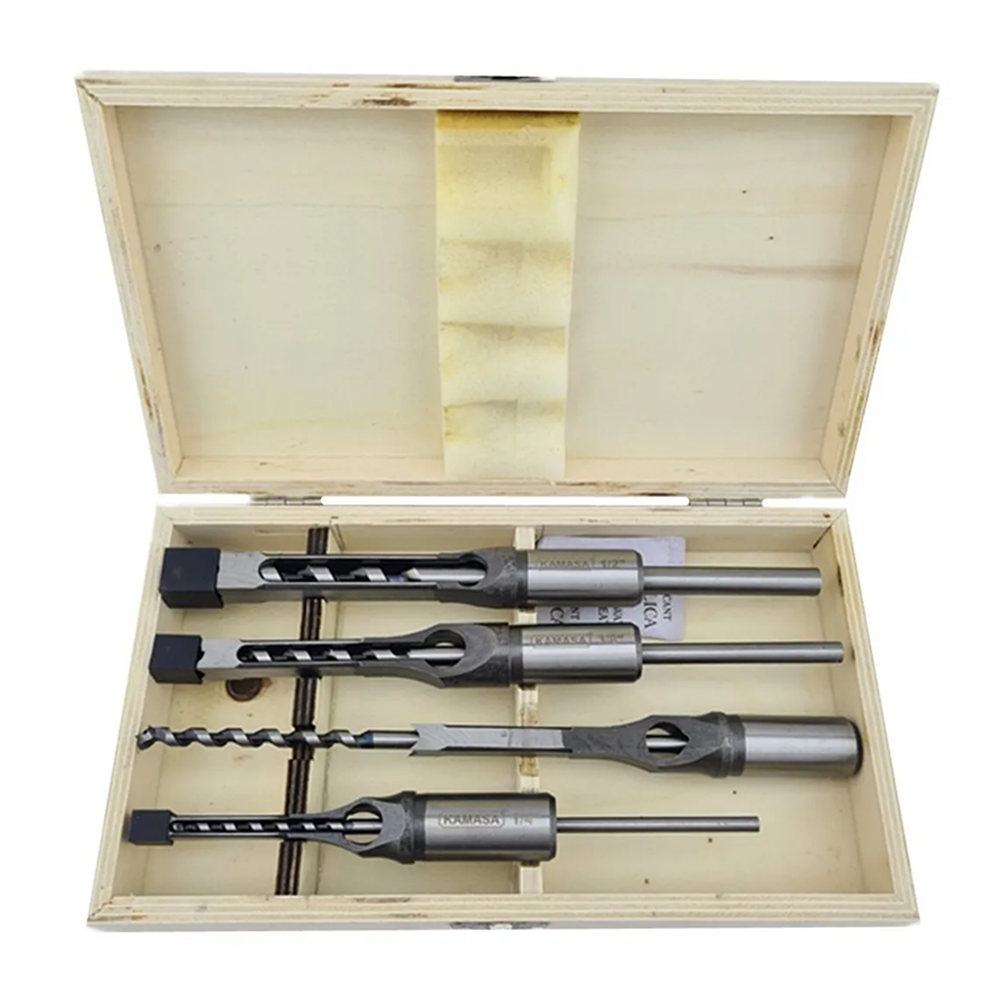 KIT JUEGO BROCAS AGUJERO CUADRADO PARA MADERA 4 PIEZAS KAMASA KM1911 - 2