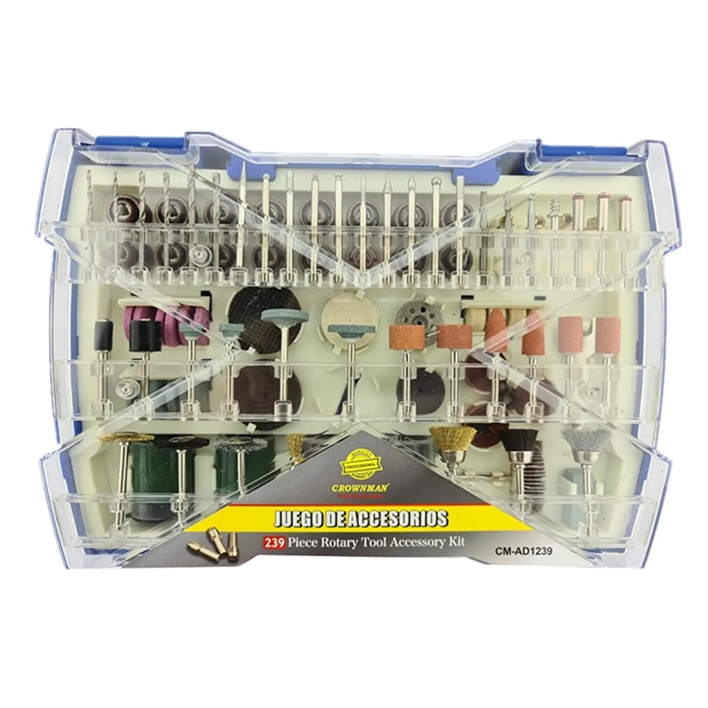 KIT CROWNMAN SET JGO ACCESORIOS MINITORNO TIPO DREMEL 239 PIEZAS - 4