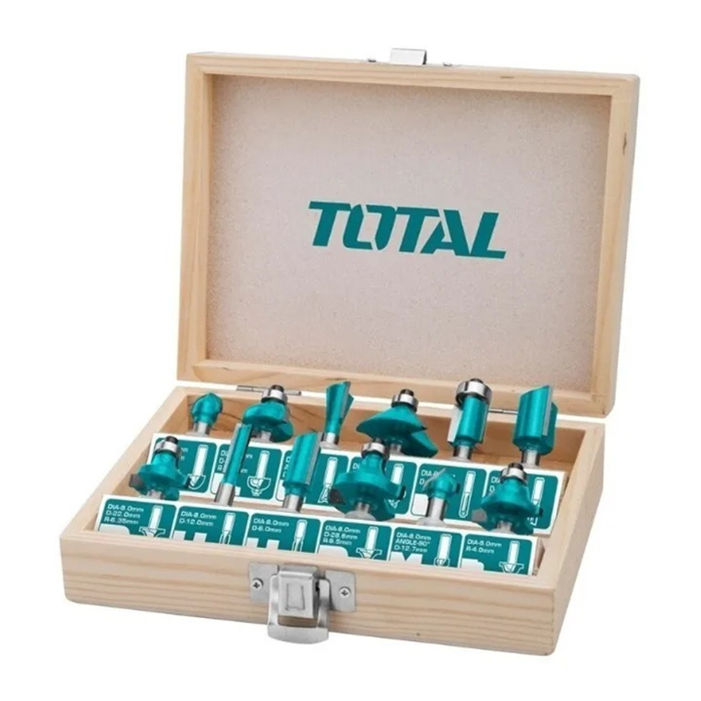 FRESA TOTAL TOOLS JUEGO 12 PIEZAS 12MM TUPI ROUTER TACSR2121 - 1