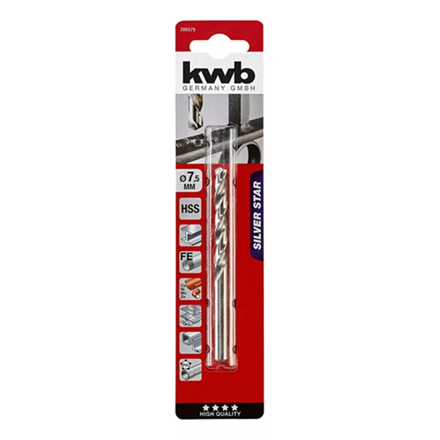 BROCA PARA METAL HSS 7.5MM KWB 206575 - 1