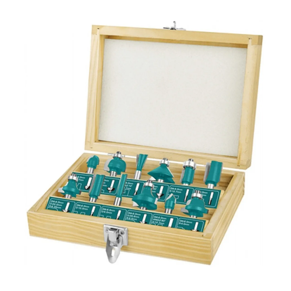 KIT TOTAL TOOLS SET JUEGO FRESAS 12 PIEZAS 8MM TUPI ROUTER TACSR1121 - 1