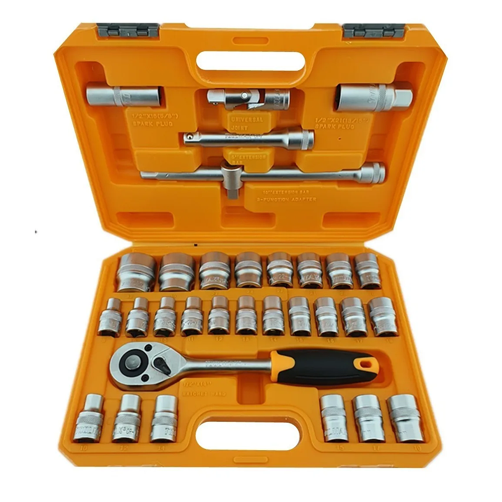 DADO TOOLMAK JUEGO CAJA SET CON CHICHARRA 1/2 32 PIEZAS TMK19526 - 1