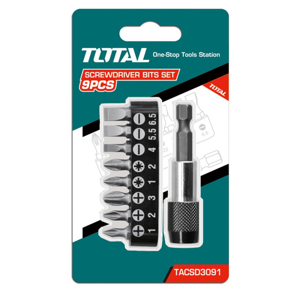 PUNTAS TOTAL TOOLS TALADRO ATORNILLADOR 9 PCS MAGNETICO - 1