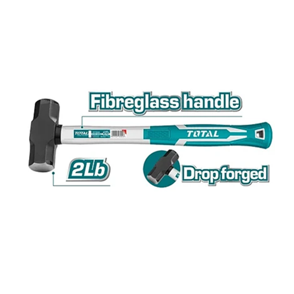 COMBO MARTILLO MAZO 2LBS MANGO FIBRA DE VIDRIO TOTAL THT79026 - 2