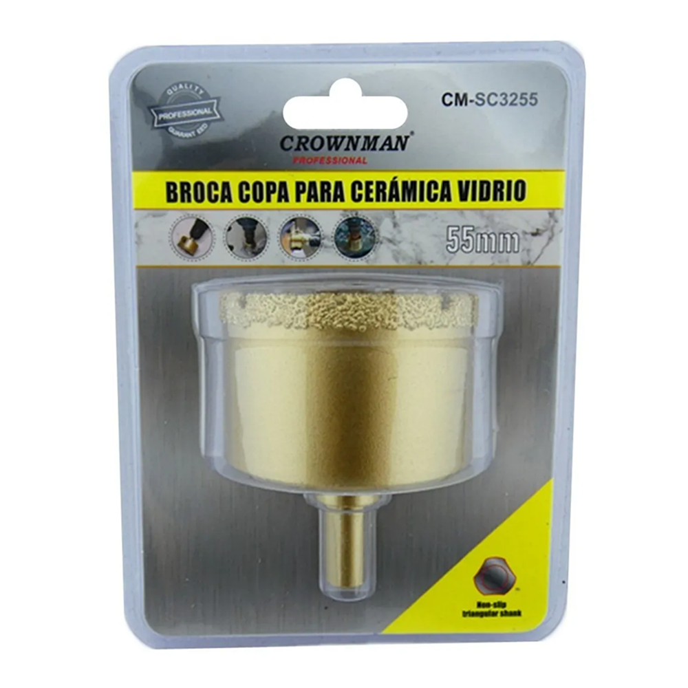 BROCA CROWNMAN COPA DIAMANTADA VIDRIO CERAMICA MARMOL 55MM CMSC3255 - 1
