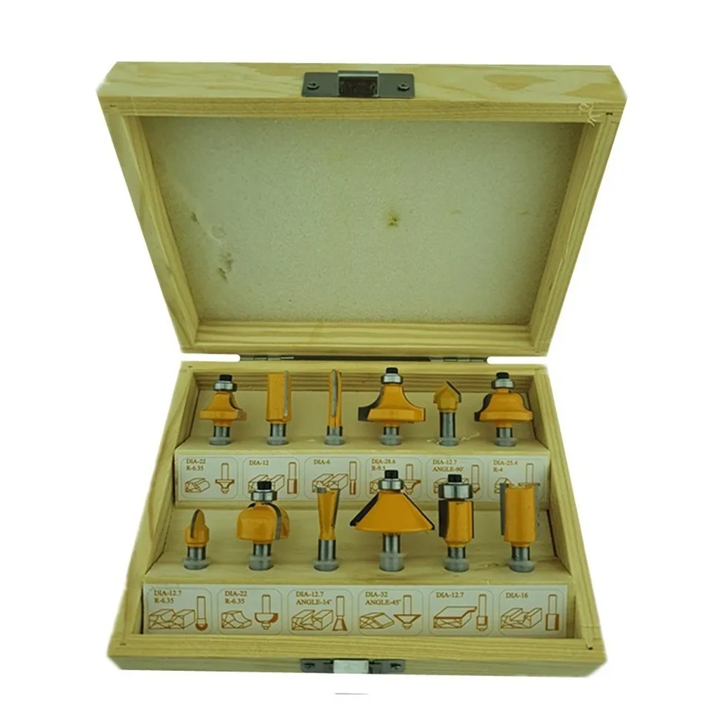 KIT TOOLMAK SET JUEGO FRESAS 12 PIEZAS 1/4 TUPI ROUTER TMK19279 - 1