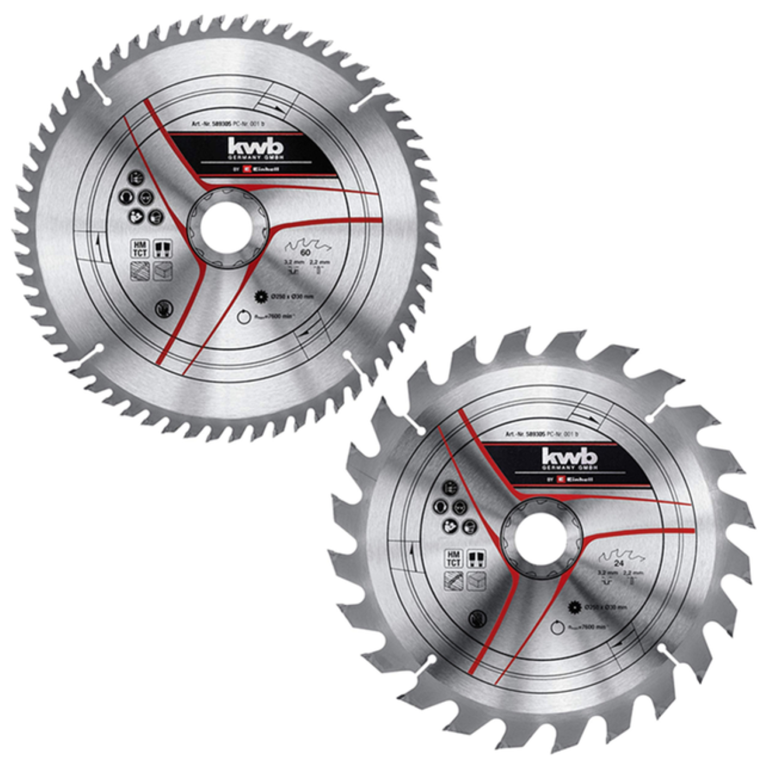 PACK2 DISCO BANCO SIERRA 250X30MM 24-60 DIENTES KWB 589305 - 2