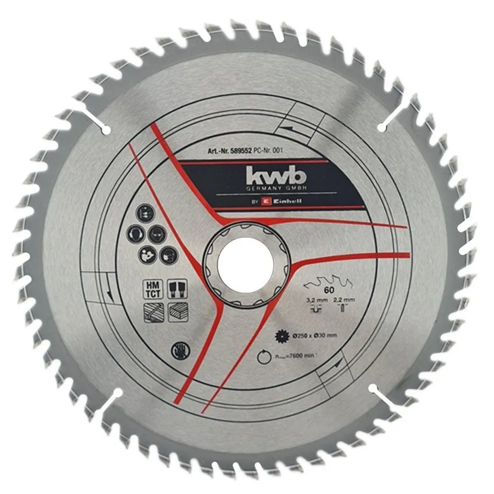 DISCO BANCO SIERRA 250X30MM 60 DIENTES KWB 589552 - 2