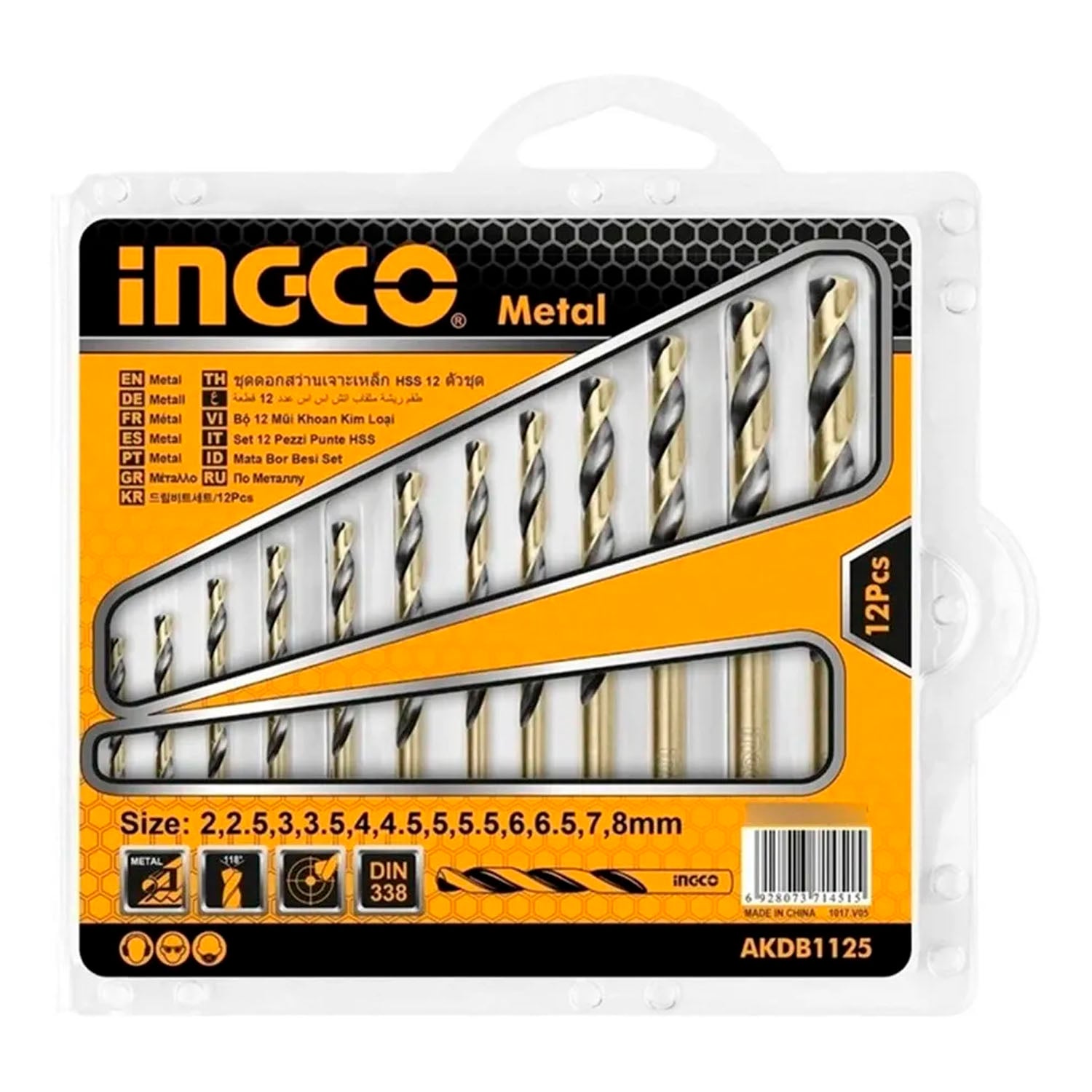 BROCA INGCO SET JUEGO METAL 12 PIEZAS AKDB1125 - 1