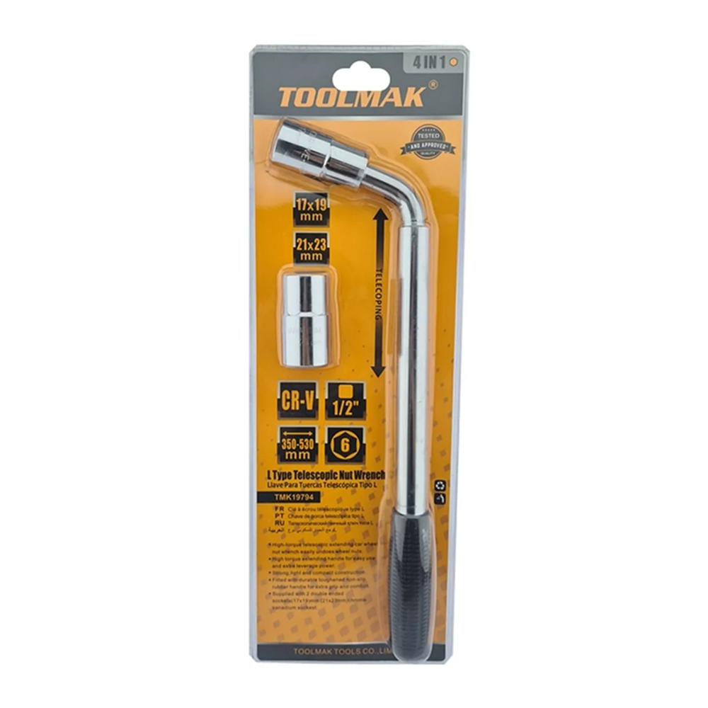 LLAVE TOOLMAK RUEDA BARROTE LLANTAS UNIVERSAL 17-19 21-23 MM TMK19794 - 3