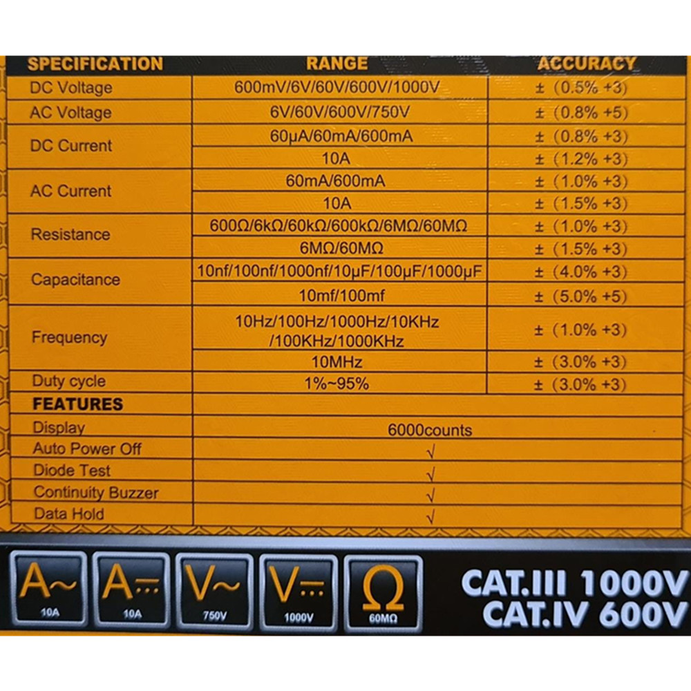 MULTIMETRO MULTITESTER DIGITAL INGCO DM7502 - 2