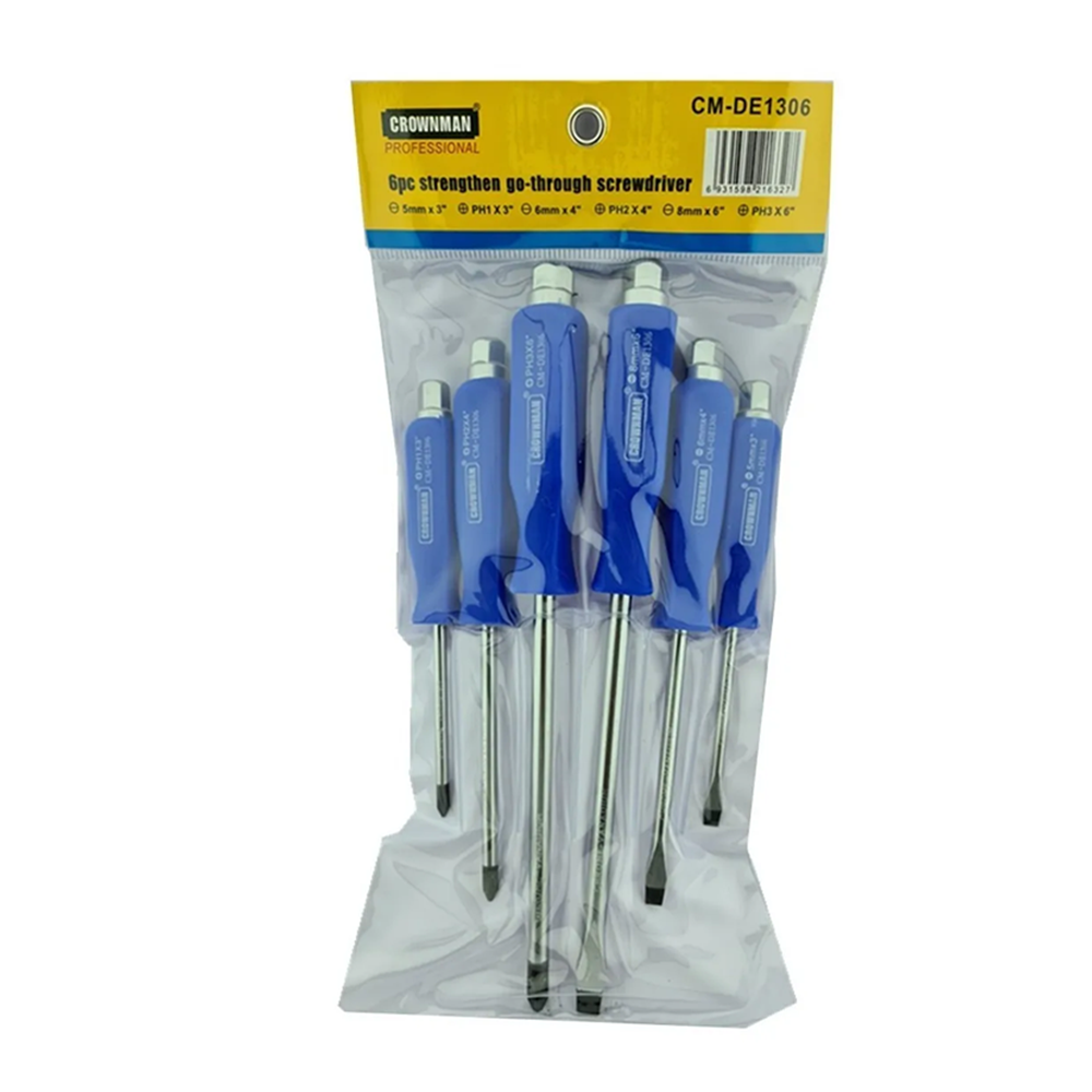 SET DESTORNILLADORES CROWNMAN GOLPE CMDE1306 6 PIEZAS - 1