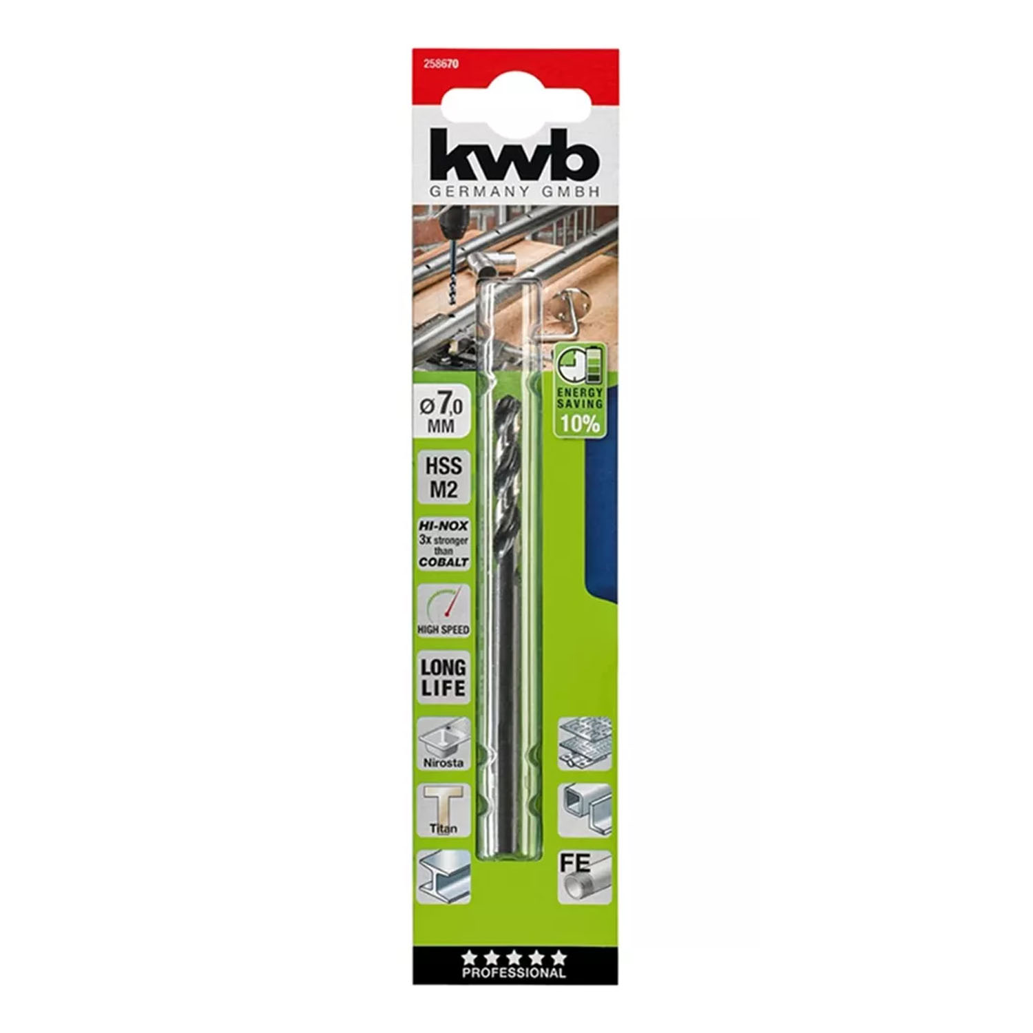BROCA PARA METAL HSS 7MM KWB 258670 - 2