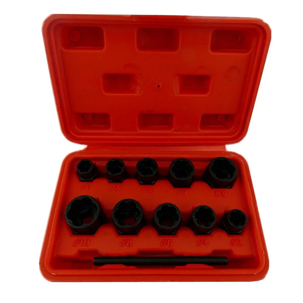 KIT SET DADOS EXTRACTOR PARA TUERCA PERNOS RODADOS 10 PIEZAS - 2