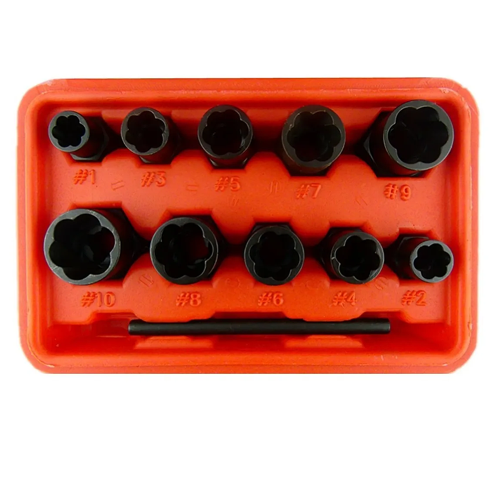 KIT SET DADOS EXTRACTOR PARA TUERCA PERNOS RODADOS 10 PIEZAS - 3