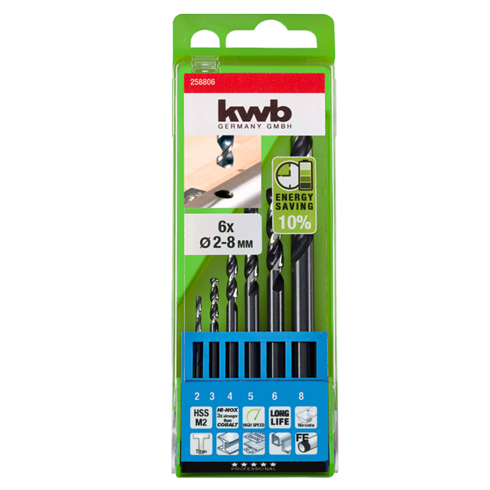 KIT SET JUEGO BROCAS PARA METAL 6 PIEZAS HI-NOX KWB 258806 - 1
