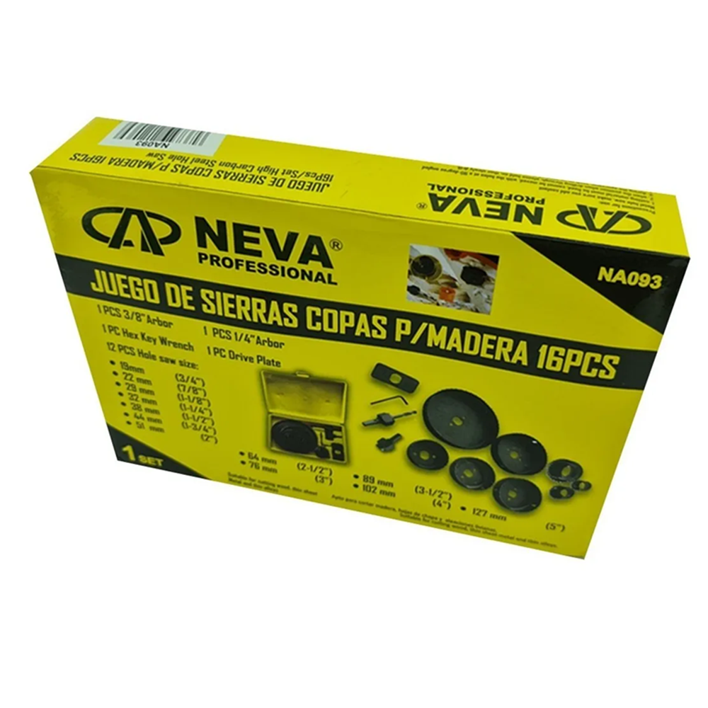 BROCA NEVA KIT JUEGO HOJA SIERRA COPA MADERA 16 PIEZAS NA093 - 4